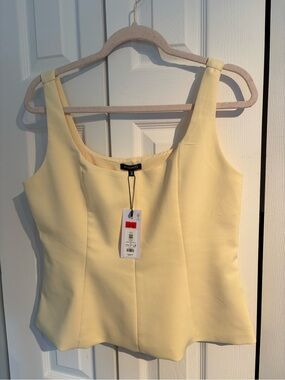 Dynamite Light Yellow Peplum Tank Top